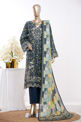 Bin Saeed Stitched 3 Piece Exclusive Emb Lawn Vol-03 Suit-LSM-3083-BLUE