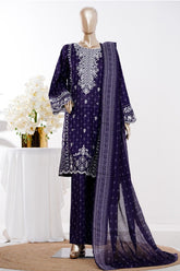 Bin Saeed Stitched 3 Piece Exclusive Emb Lawn Vol-03 Suit-LSM-3087-PURPLE