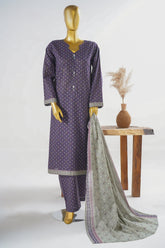 Bin Saeed Stitched 3 Piece Exclusive Printed Lawn Vol-11 Suit-LSM-3136-PRUPLE