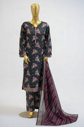 Bin Saeed Stitched 3 Piece Exclusive Printed Lawn Vol-11 Suit-LSM-3139-D.GREEN