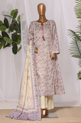 Bin Saeed Stitched 3 Piece Printed Lawn Frock Vol-03 Suit-LSM-3143-MULTI