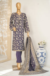 Bin Saeed Stitched 3 Piece Exclusive Printed Lawn Vol-11 Suit-LSM-3147 BLUE