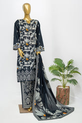 Bin Saeed Stitched 3 Piece Exclusive Printed Lawn Vol-12 Suit-LSM-3167-BLACK