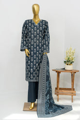 Bin Saeed Stitched 3 Piece Exclusive Printed Lawn Vol-12 Suit-LSM-3182-BLUE