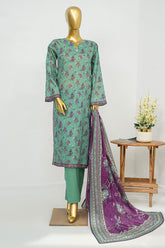 Bin Saeed Stitched 3 Piece Exclusive Printed Lawn Vol-12 Suit-LSM-3183-FEROZI