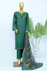 Bin Saeed Stitched 3 Piece Exclusive Printed Lawn Vol-12 Suit-LSM-3195-GREEN
