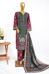 Bin Saeed Stitched 3 Piece Exclusive Printed Lawn Vol-13 Suit-LSM-3231-GREEN