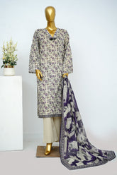 Bin Saeed Stitched 3 Piece Exclusive Printed Lawn Vol-13 Suit-LSM-3255-Off White