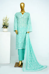 Bin Saeed Stitched 3 Piece Exclusive Printed Lawn Vol-13 Suit-LSM-3258-Ferozi