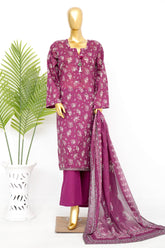 Bin Saeed Stitched 3 Piece Exclusive Printed Lawn Vol-14 Suit-LSM-3278-MAROON