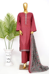 Bin Saeed Stitched 3 Piece Exclusive Printed Lawn Vol-14 Suit-LSM-3281-RUST