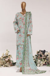 Bin Saeed Stitched 3 Piece Printed Lawn With Farshi Shalwar Suit-LSM-3304-FEROZI