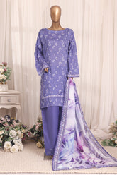 Bin Saeed Stitched 3 Piece Printed Lawn With Farshi Shalwar Suit-LSM-3307-PURPLE