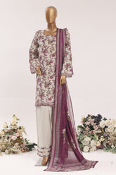 Bin Saeed Stitched 3 Piece Printed Lawn With Farshi Shalwar Vol-03 Suit-LSM-3333-SKIN