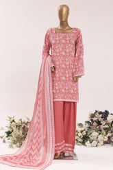 Bin Saeed Stitched 3 Piece Printed Lawn With Farshi Shalwar Vol-03 Suit-LSM-3339-PINK