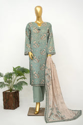 Bin Saeed Stitched 3 Piece Exclusive Printed Lawn Vol-16 Suit-LSM-3347-GREY