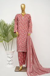 Bin Saeed Stitched 3 Piece Exclusive Printed Lawn Vol-16 Suit-LSM-3353-RED
