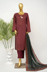 Bin Saeed Stitched 3 Piece Exclusive Printed Lawn Vol-16 Suit-LSM-3356-MAROON