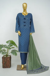 Bin Saeed Stitched 3 Piece Exclusive Printed Lawn Vol-16 Suit-LSM-3360-BLUE
