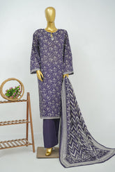 Bin Saeed Stitched 3 Piece Exclusive Printed Lawn Vol-16 Suit-LSM-3367-PURPLE