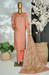 Bin Saeed Stitched 3 Piece Exclusive Printed Lawn Vol-16 Suit-LSM-3379-PEACH