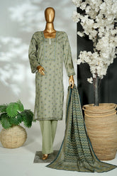 Bin Saeed Stitched 3 Piece Exclusive Printed Lawn Vol-16 Suit-LSM-3380-GRAY