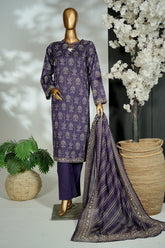 Bin Saeed Stitched 3 Piece Exclusive Printed Lawn Vol-16 Suit-LSM-3381-PURPLE