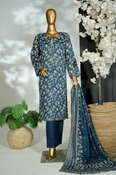 Bin Saeed Stitched 3 Piece Exclusive Printed Lawn Vol-16 Suit-LSM-3382-BLUE