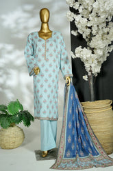 Bin Saeed Stitched 3 Piece Exclusive Printed Lawn Vol-16 Suit-LSM-3384-FEROZI