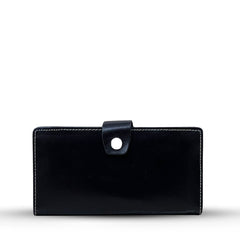 Long Leather Wallet With Button Black women's wallet & clutch in black by Bag X