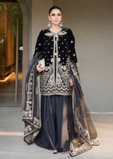 La More Unstitched 3 Piece Festive Formals Suit-Midnight Lush