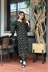 B.K Clothings Stitched 2 Piece-Golden charcoal