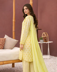 Ayla Studio Stitched 3 Piece Luxe Eid Jacquard Festive Lawn Suit-Lemon Baft