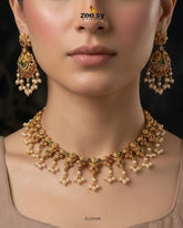 Zeesy-Linear Seed Pearl Necklace Set