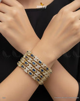 Luxurious Precious Formed Bangles - Blue - Zeesy Jewellery