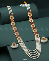 MALLA NECKLACE-0944 Pearl Red - Zeesy Jewellery
