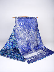 Tng By Md Stole Collection-Orchid Floral Stole | Blue | Double Sided
