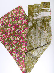Tng By Md Stole Collection-Orchid Floral Stole | Olive | Double Sided