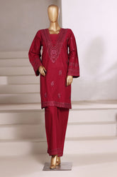 Vybe By Sada Bahar Stitched 2 Piece Emb Cotton Set Vol-02 Suit-MEL-03-Maroon