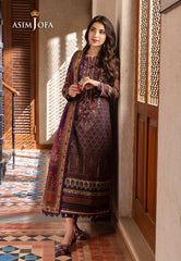 Asim Jofa Rania Pre-Winter '23 Ajrw-16 Designers Stitched Printed Slub 3 Pcs
