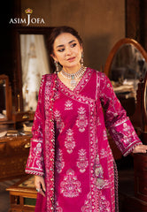 Asim Jofa Chikankari Eid '24 Ajce-09 Embroidered Paper Cotton 3 Pcs