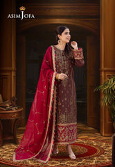 Asim Jofa Dhanak Rang Ajcf-27 Embroidered Boski Silk 3 Pcs