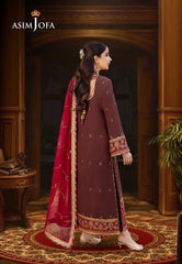 Asim Jofa Dhanak Rang Ajcf-27 Embroidered Boski Silk 3 Pcs