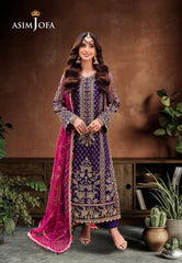 Asim Jofa Jag Mag Ajmj-14 Embroidered Net 3 Pcs