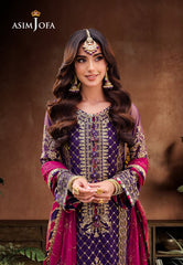 Asim Jofa Jag Mag Ajmj-14 Embroidered Net 3 Pcs