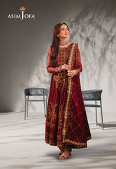 Asim Jofa Chamkeeli Ajkk-13 Embroidered Net 3 Pcs