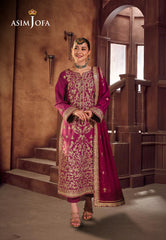 Asim Jofa Chamkeeli Ajkk-21 Embroidered Twisted Silk 3 Pcs
