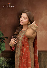 Asim Jofa Jag Mag Ajmj-10 Embroidered Net 3 Pcs