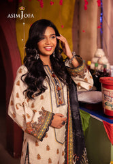 Asim Jofa Prints Elaf Collection Ajel-09 Printed Lawn 3 Pcs