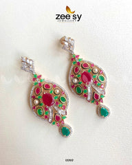 Maahru Earrings Red & Green - Zeesy Jewellery